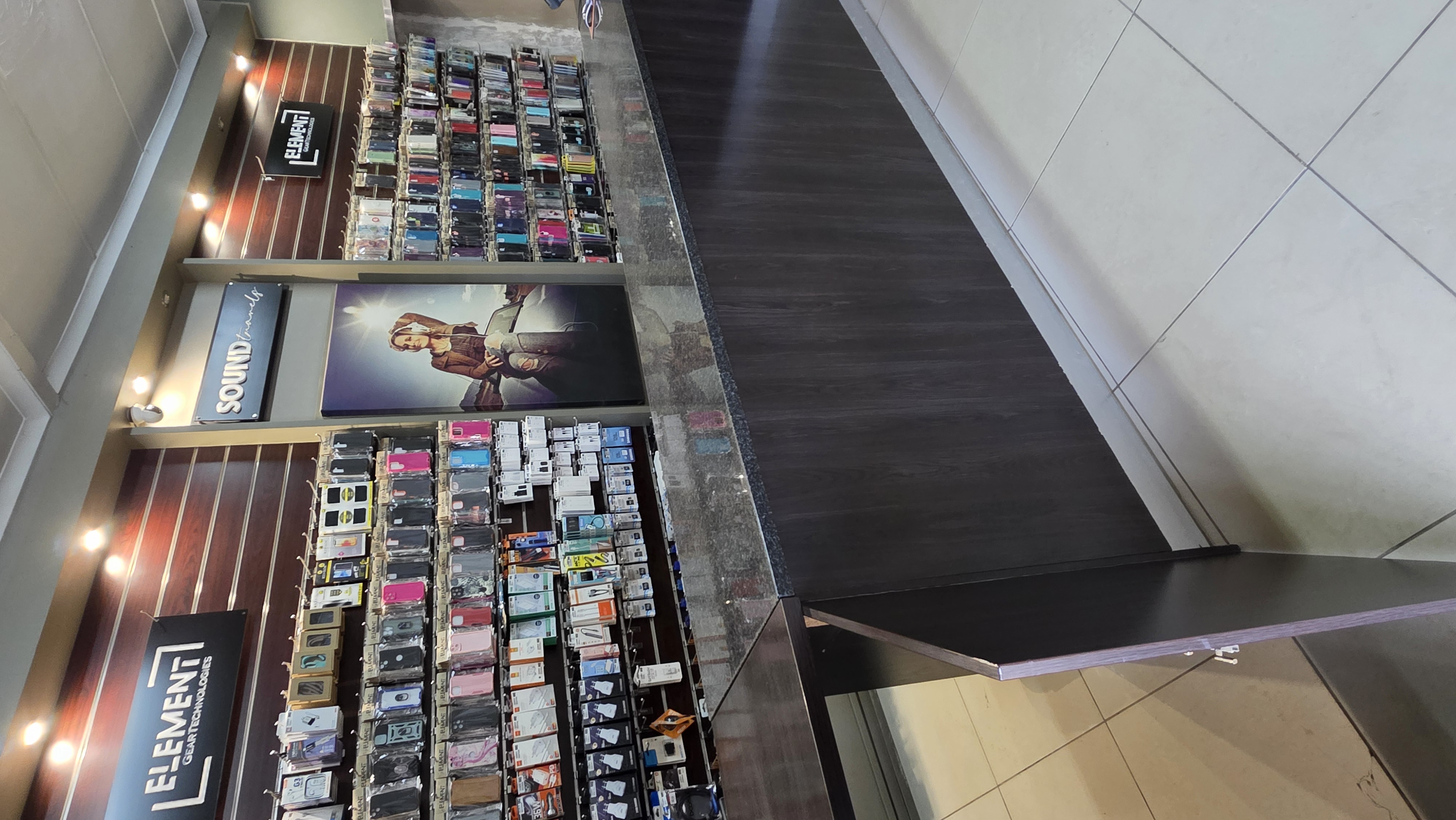 Element Gear Tech store counter and display wall